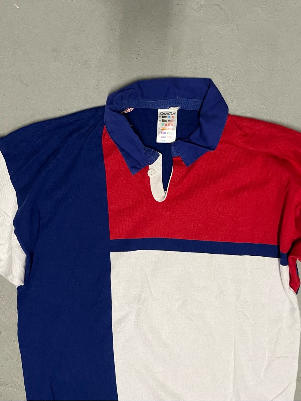Men's Colorblock Polo Shirt in Red, Navy & White